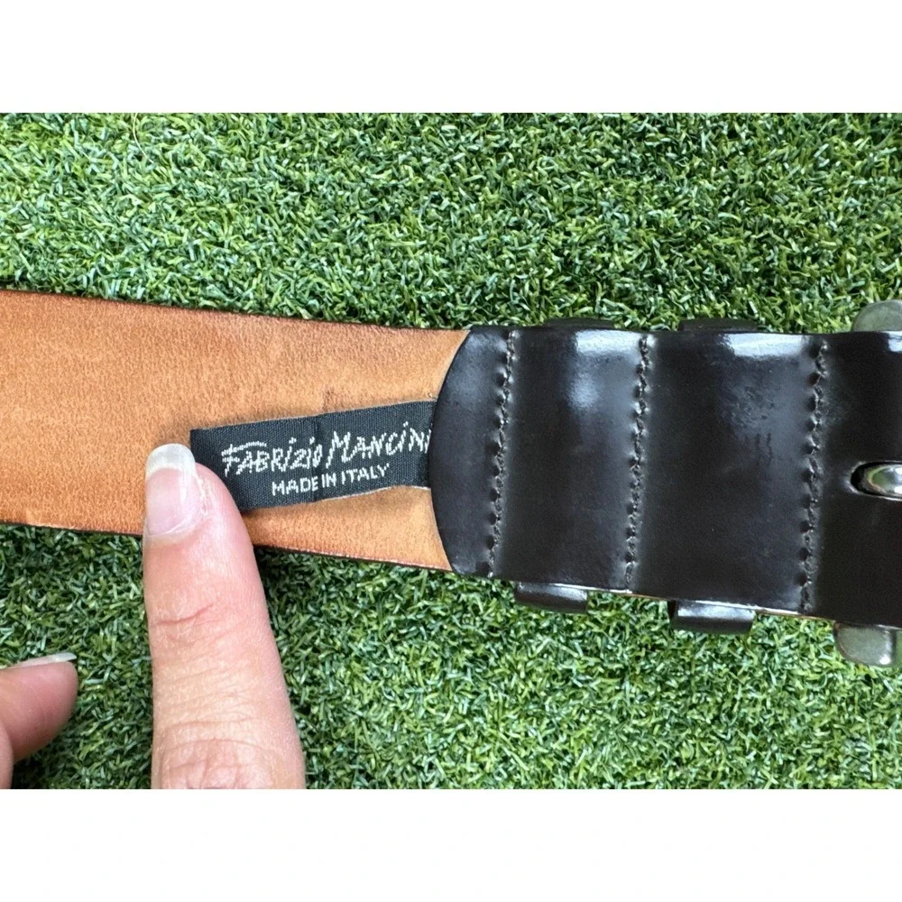 Fabrizio Mancini Black Leather Belt‎ Italy Size 115 45 Inch